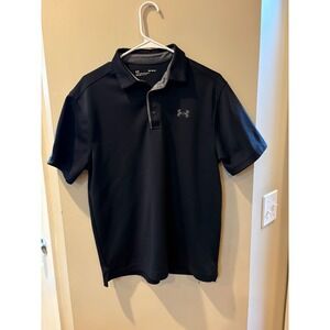 Under Armour Mens Loose Fit Performance Polo Shirt Black Grey Size Medium